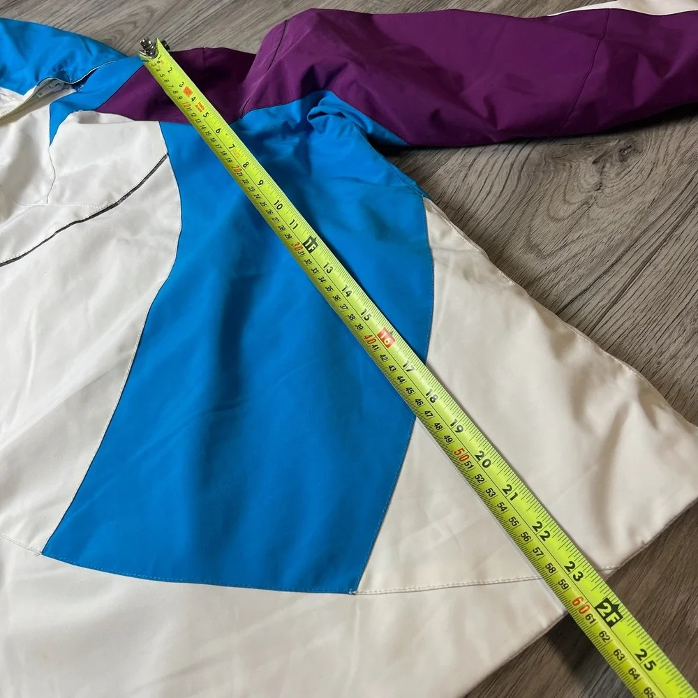 Spyder Ski Jacket Kids 16 White Blue Purple Colorblock Hooded Insulated 125204